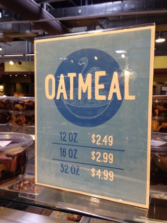 Oatmeal Price Sign